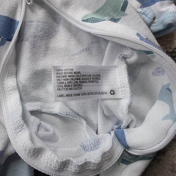 Cloud Island Blue and Green Whale Print Footed Onesie - Picture 4 of 4